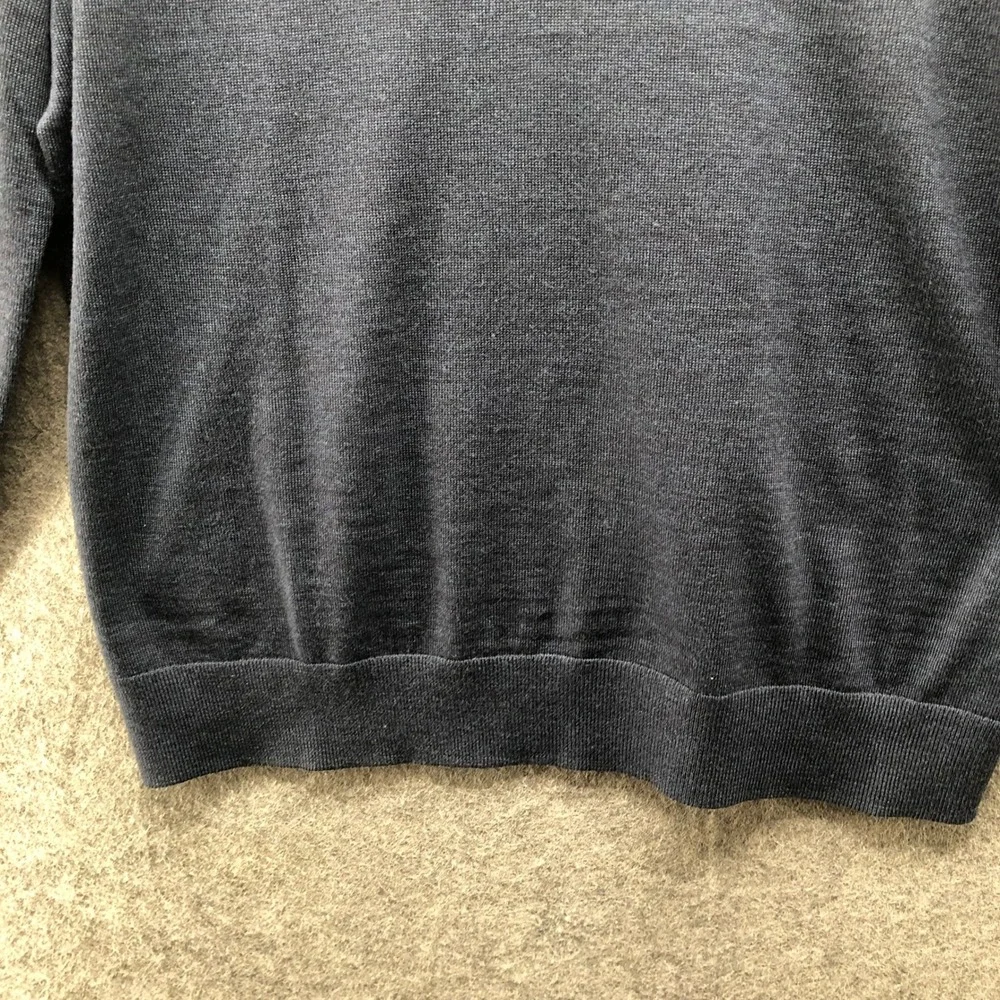 Banana Republic Quarter Zip Sweater Mens L Navy Blue Merino Wool Italian Baruffa